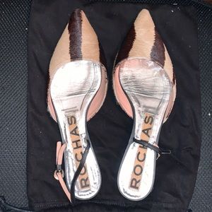Rochas Calf Hair Pointed Toe Slingback Flats Size 38